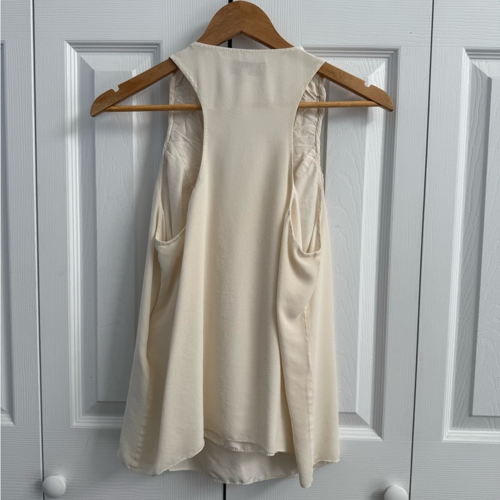 100% Silk TIBI Quiet Luxury Cream Sleeveless Top - Picture 3 of 4